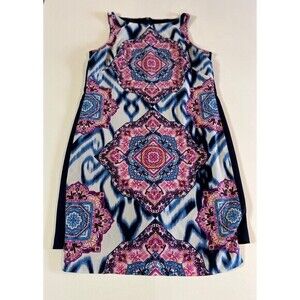 Vince Camuto Women's Dress Sheath Sleeveless Shift Medalion Ikat Print Size 6